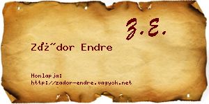 Zádor Endre névjegykártya